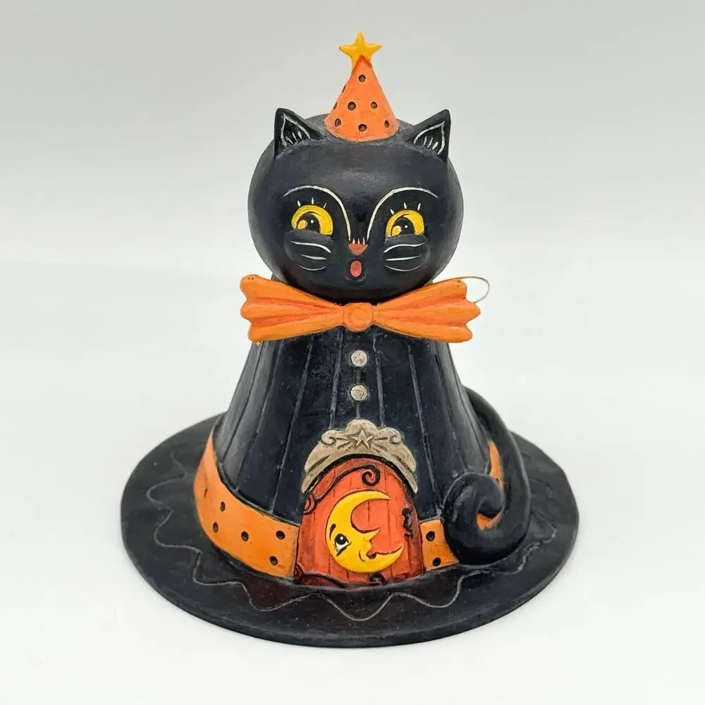 Bethany Lowe Johanna Parker Hocus Purrocus Black Cat Hat Container Halloween NEW